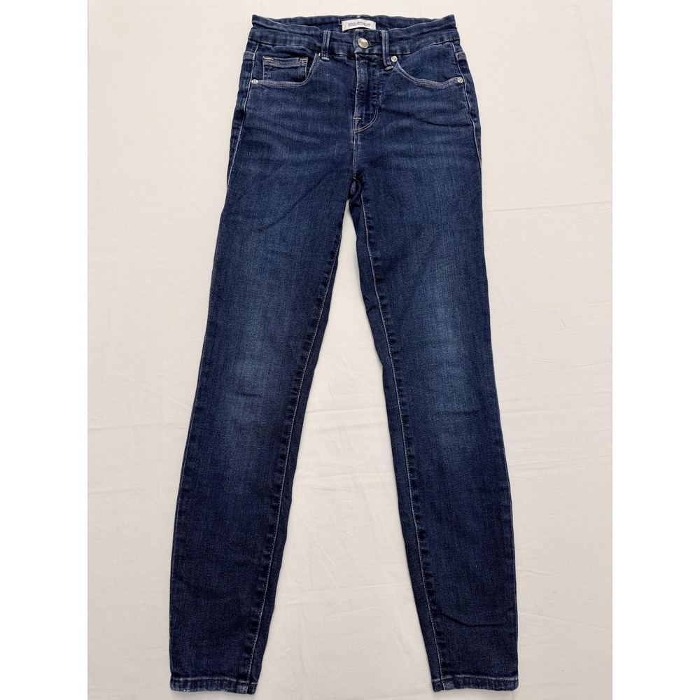 Good American Good Legs Crop Jeans Womens 0/25 Blue Wash Mid Rise Slim 26x26.5